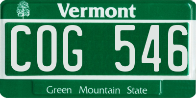 VT license plate COG546