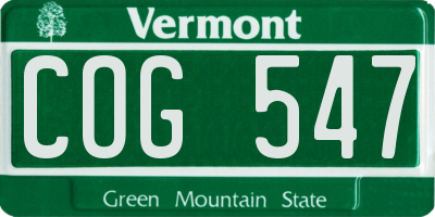 VT license plate COG547
