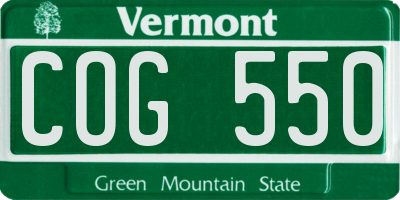 VT license plate COG550