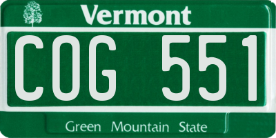 VT license plate COG551