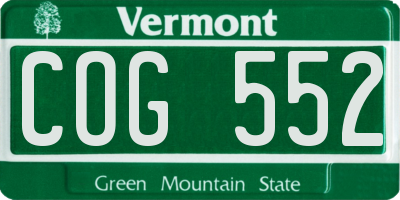 VT license plate COG552