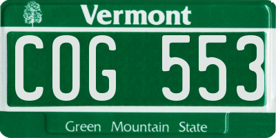 VT license plate COG553