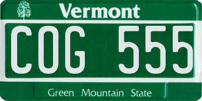 VT license plate COG555