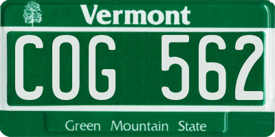 VT license plate COG562