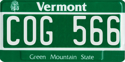 VT license plate COG566