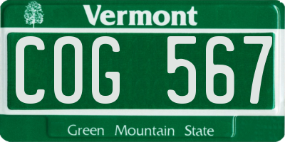 VT license plate COG567