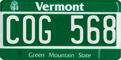 VT license plate COG568