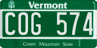 VT license plate COG574