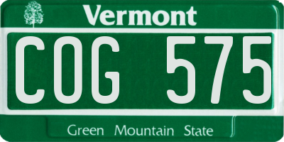 VT license plate COG575