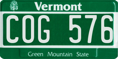 VT license plate COG576