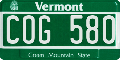 VT license plate COG580