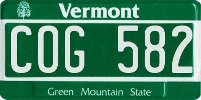 VT license plate COG582