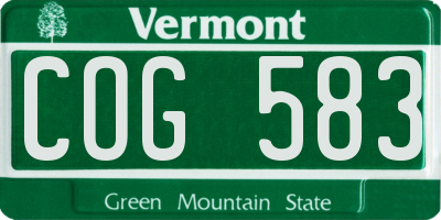 VT license plate COG583