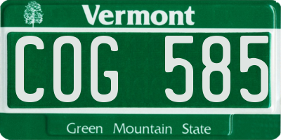 VT license plate COG585