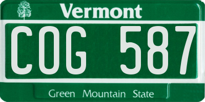 VT license plate COG587