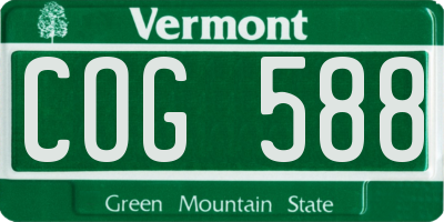 VT license plate COG588
