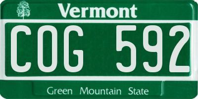 VT license plate COG592
