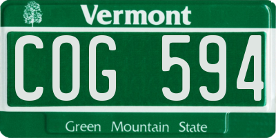 VT license plate COG594
