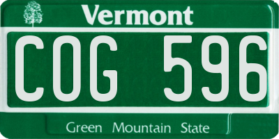 VT license plate COG596