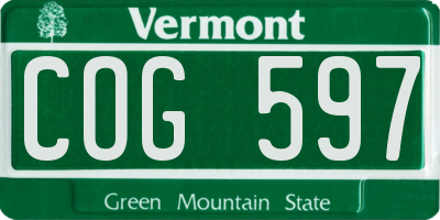 VT license plate COG597