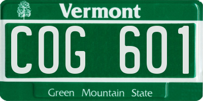 VT license plate COG601