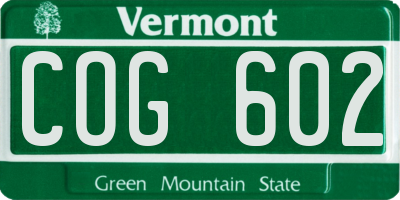 VT license plate COG602
