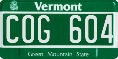 VT license plate COG604