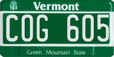 VT license plate COG605