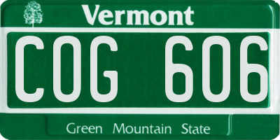 VT license plate COG606