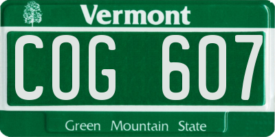 VT license plate COG607