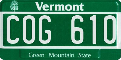VT license plate COG610