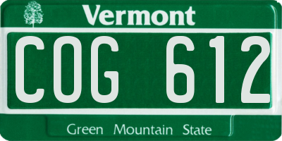 VT license plate COG612