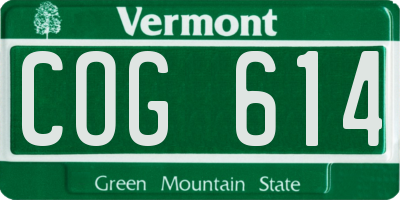 VT license plate COG614