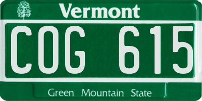 VT license plate COG615