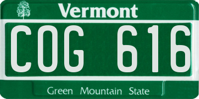 VT license plate COG616