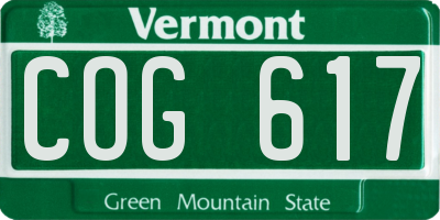 VT license plate COG617
