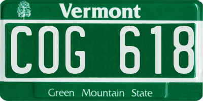 VT license plate COG618