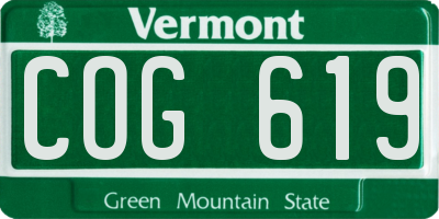 VT license plate COG619