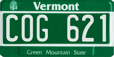 VT license plate COG621