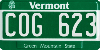VT license plate COG623
