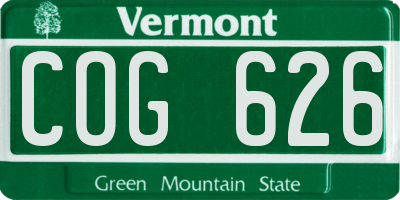 VT license plate COG626
