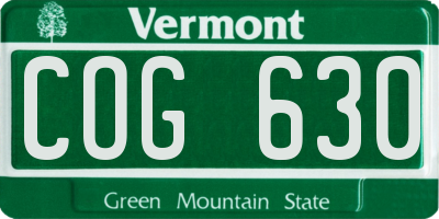 VT license plate COG630