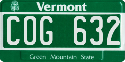 VT license plate COG632
