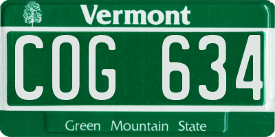 VT license plate COG634