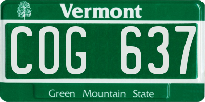 VT license plate COG637