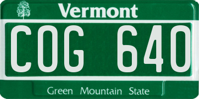 VT license plate COG640