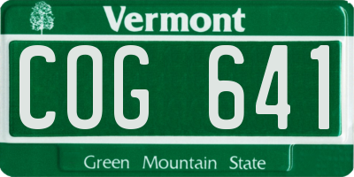 VT license plate COG641