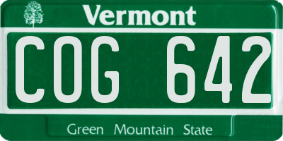 VT license plate COG642
