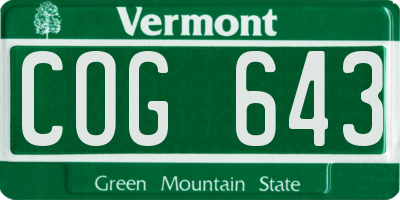 VT license plate COG643