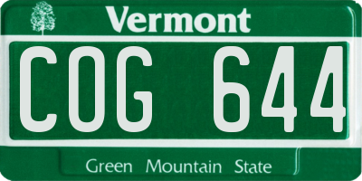 VT license plate COG644